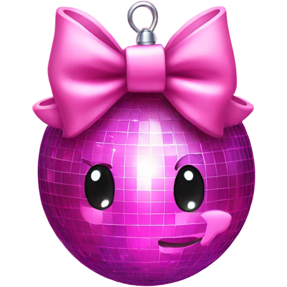 Pink bow on a disco ball emoji