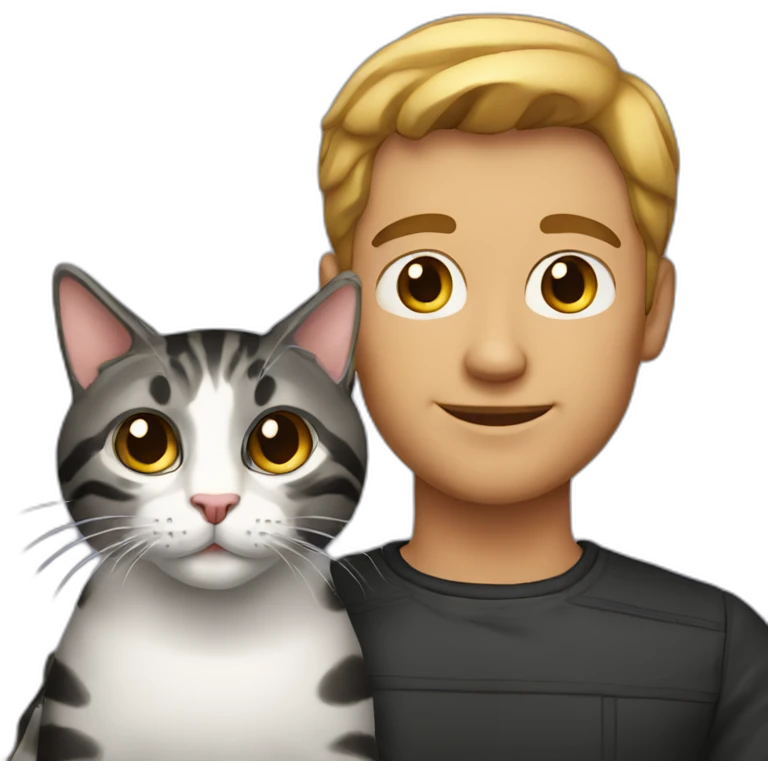man with black tabby cat emoji