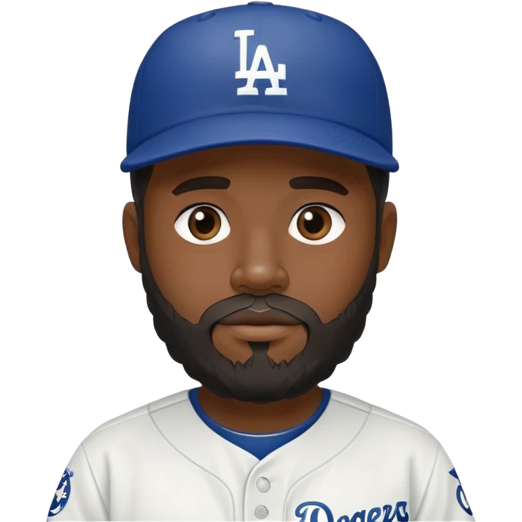 black person with beard in Dodgers baseball uniform emoji
