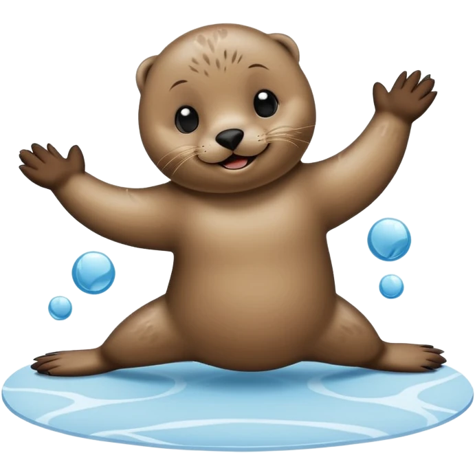 A seal performing gymnastics and jugglingo on ice emoji