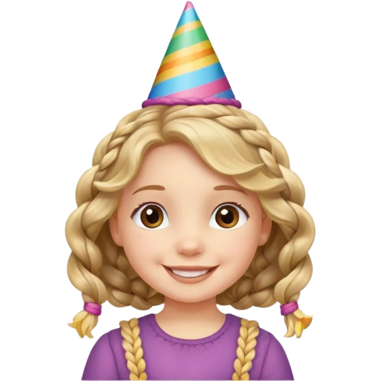 a little girl with wavy braided hair with birthday hat















 emoji