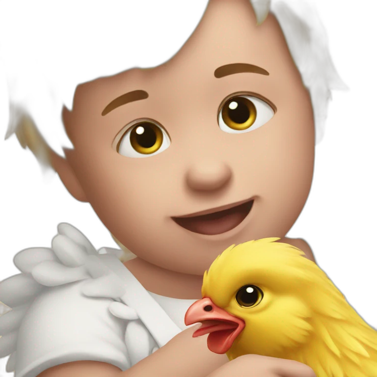 baby grabbing chicken by neck emoji