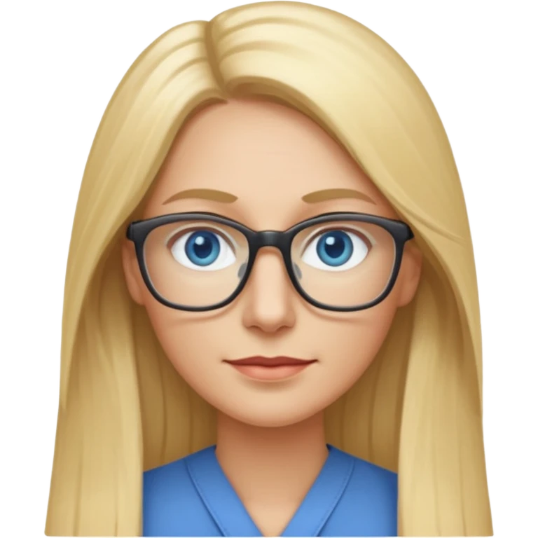 a 40 year old teacher with long blonde hair and blue eyes long face smaller eyes emoji