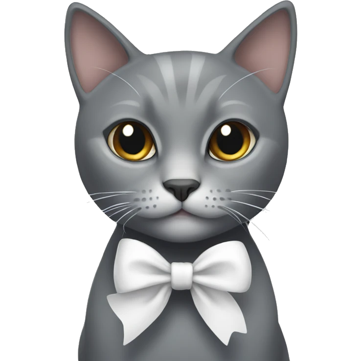 grey cat with white bow emoji