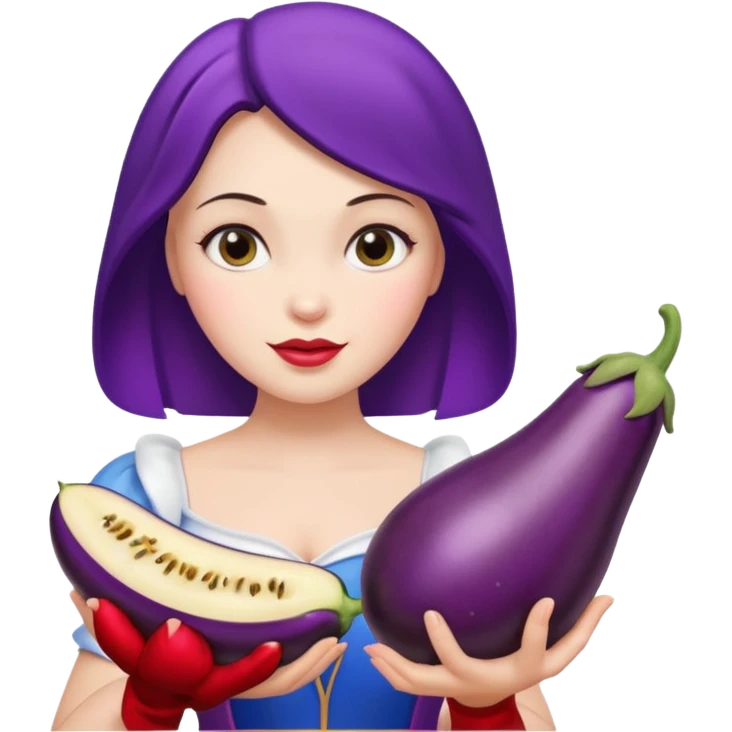 Snow white with eggplant emoji