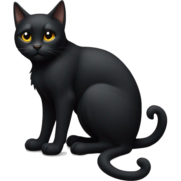 Muscular black cat sitting on the ground emoji