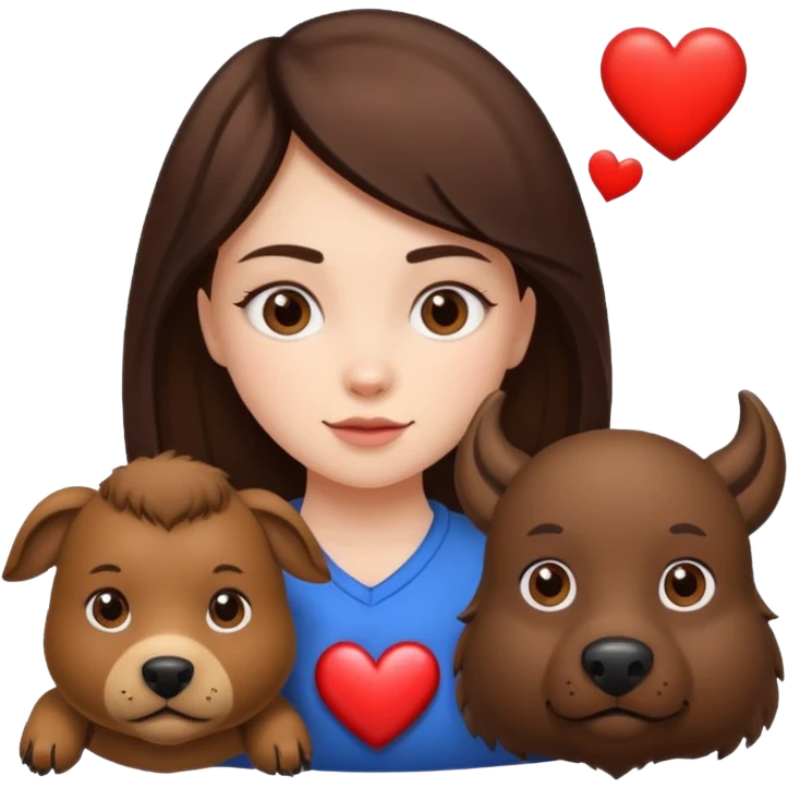 Girl with bison dog and heart emoji