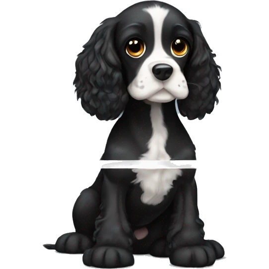 black cocker spaniel. white stripe down tummy emoji
