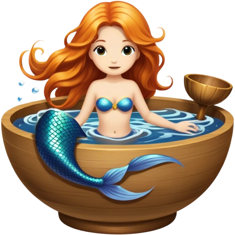Mermaid in a wooden soup bowl emoji