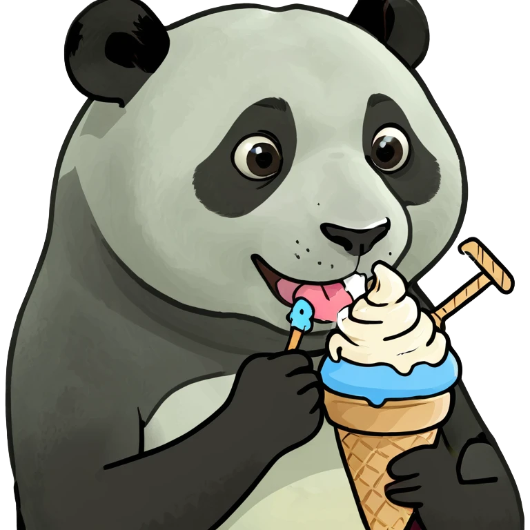 Panda eating ice cream emoji