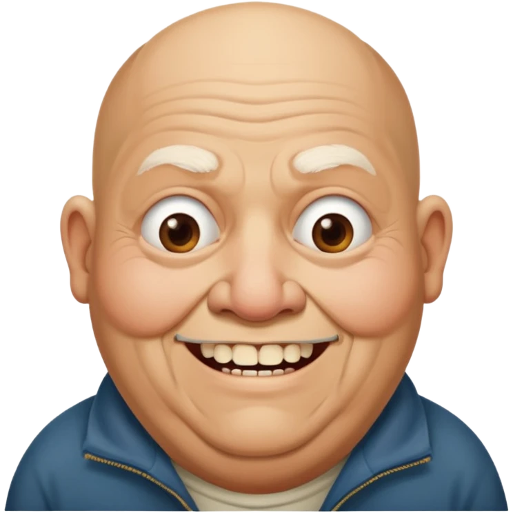 Fat homeless old bald man with missing teeth emoji