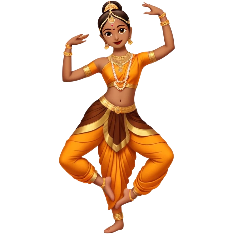 cinematic-realistic-bharatanatyam-dance-emoji,-depicted-as-an-elegant-classical-indian-dance-performance-with-graceful-poses,-intricate-costumes,-and-expressive-hand-gestures,-rendered-with-rich-textures-and-warm-dramatic-lighting, single dancer full body  emoji