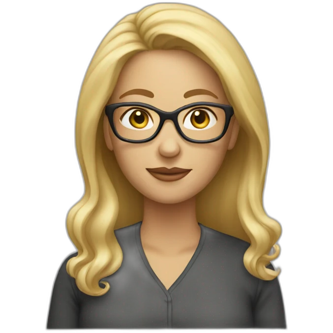 Blonde woman long hair glasses 50 years old emoji