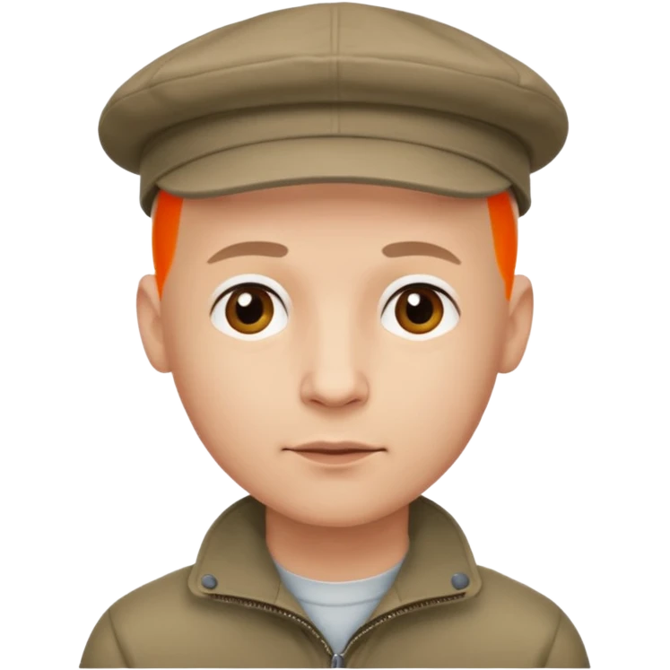 a bald man wearing a flap cap looking really hopeful emoji