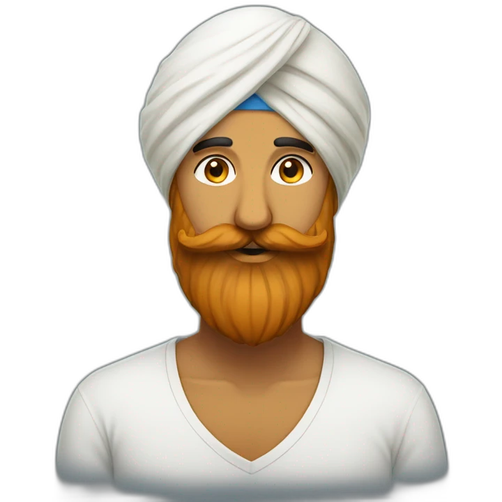 sikh man wearing turban, hipster style beard and moustache emoji