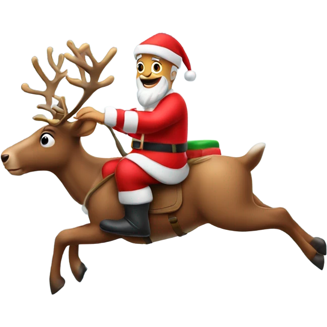 Santa clause mailman riding reindeer emoji