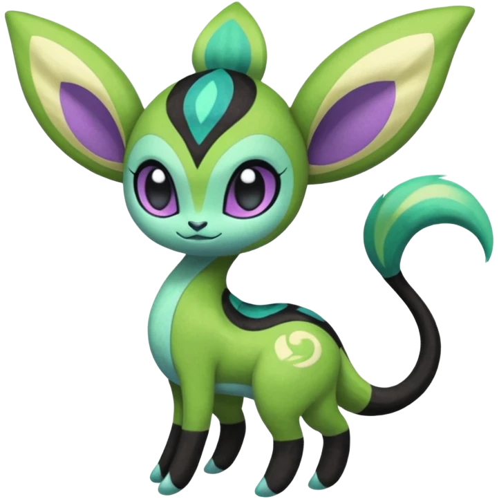 Colorful fuzzy Exotic Meloetta-Virizion-Venom-Stitch-Fakémon-creature-hybrid emoji