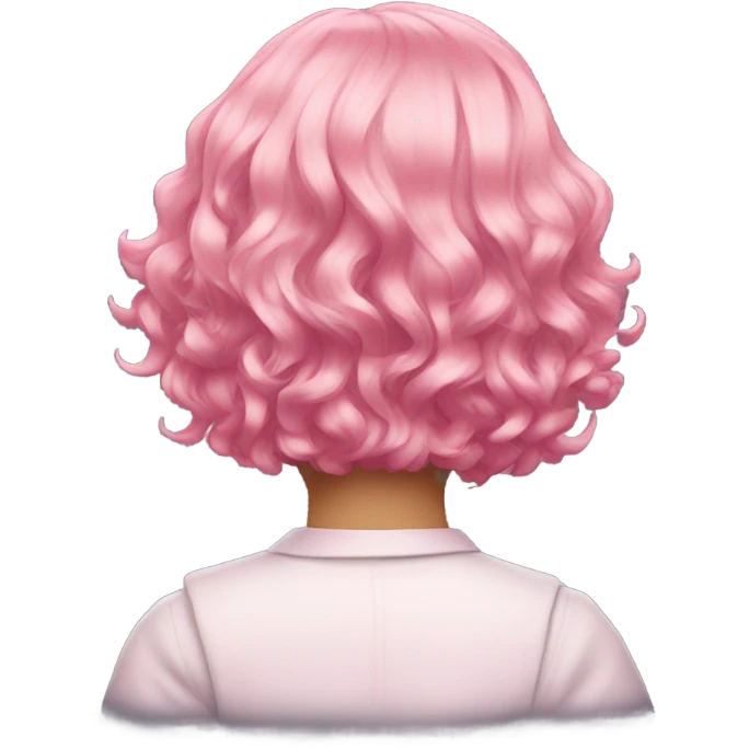Pink wavy short hair rear view emoji