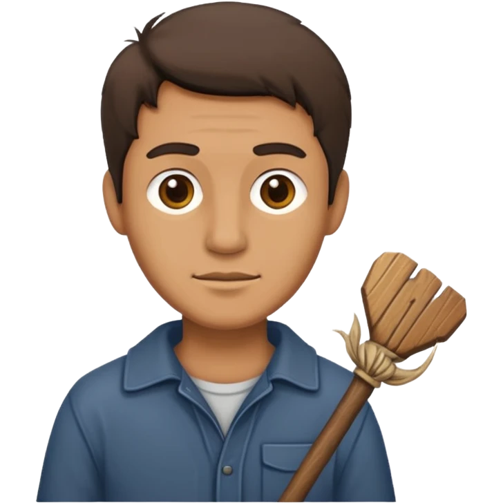 Tahta adam elinde sopa emoji