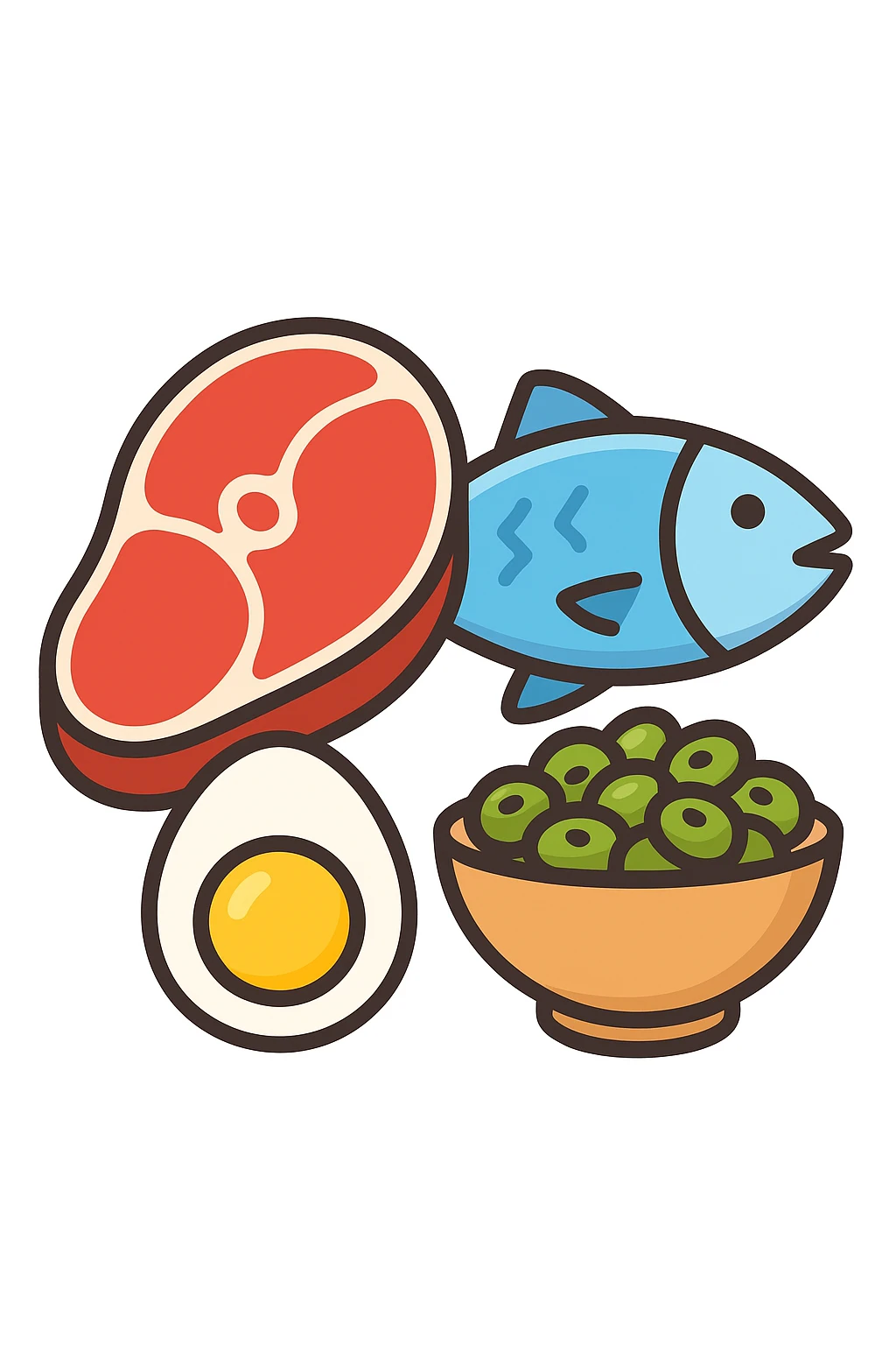 Proteine alimentari su sfondo isolato fammi un icona emoji