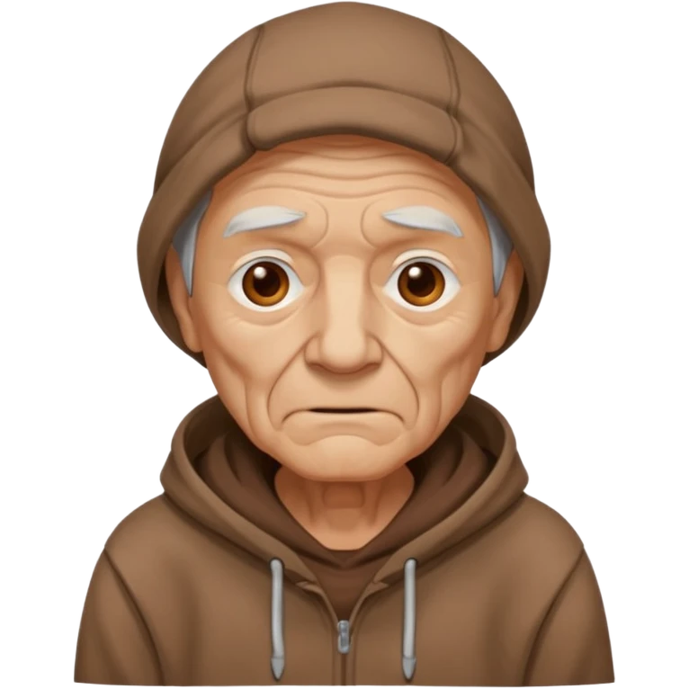 old man with brown hoodie emoji