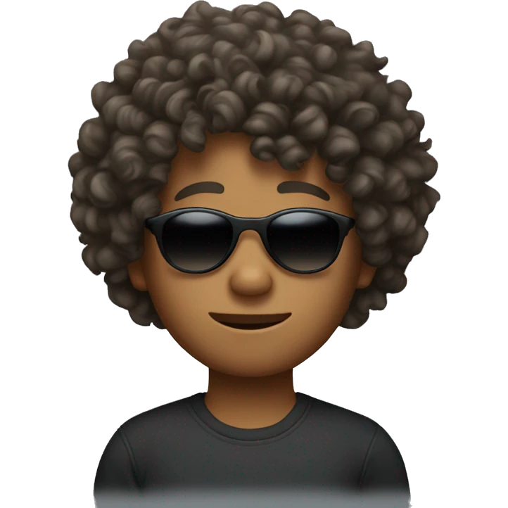 Curly hair boy with sunglasses emoji