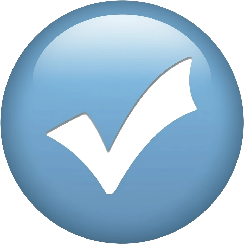 Белая Галочка на круглом светлоголубом фоне emoji