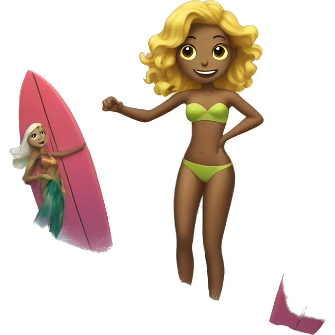 Sirenas en tablas de surf emoji