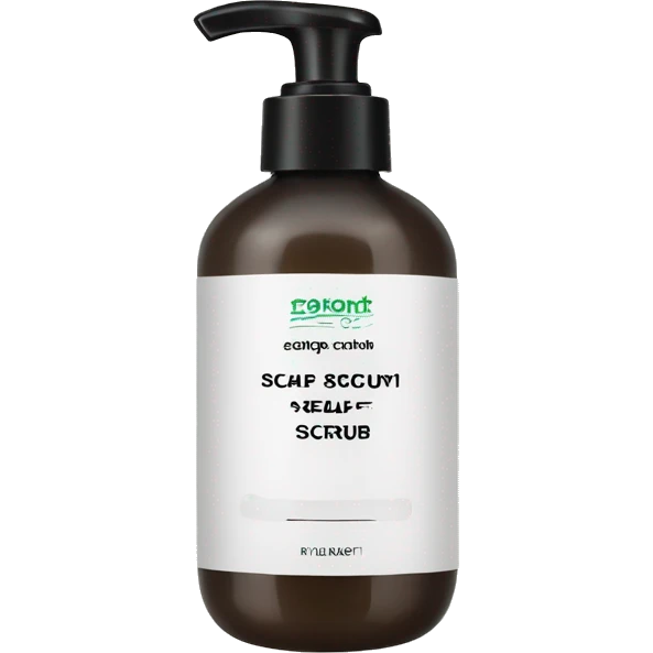 bottle of scalp scrub with label emoji