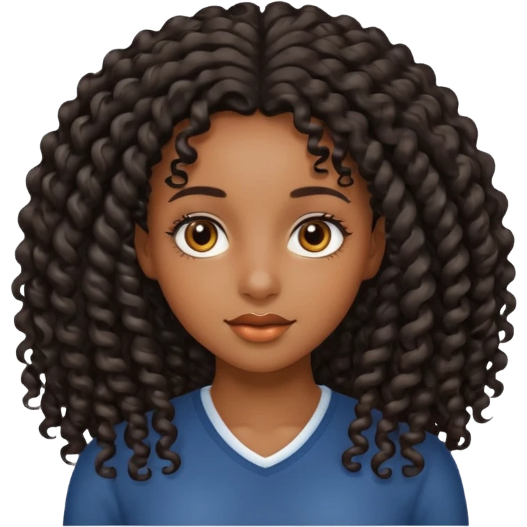Black girl with long curly hair emoji