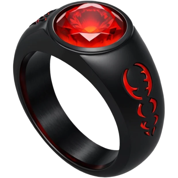 iOS sticker, dark fantasy ring, black metal, red inner glow, minimal emoji