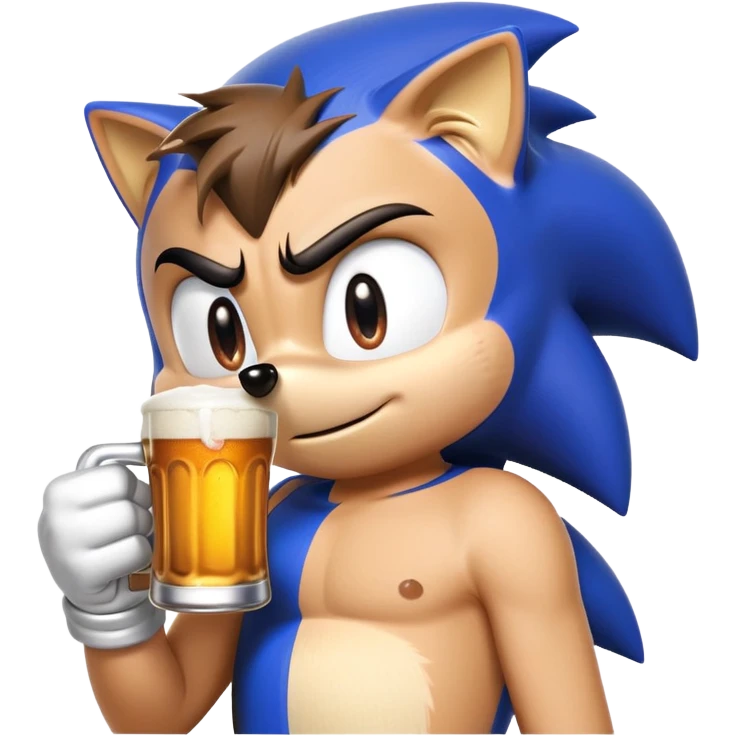 Sonic the hedgehog drinking a beer emoji