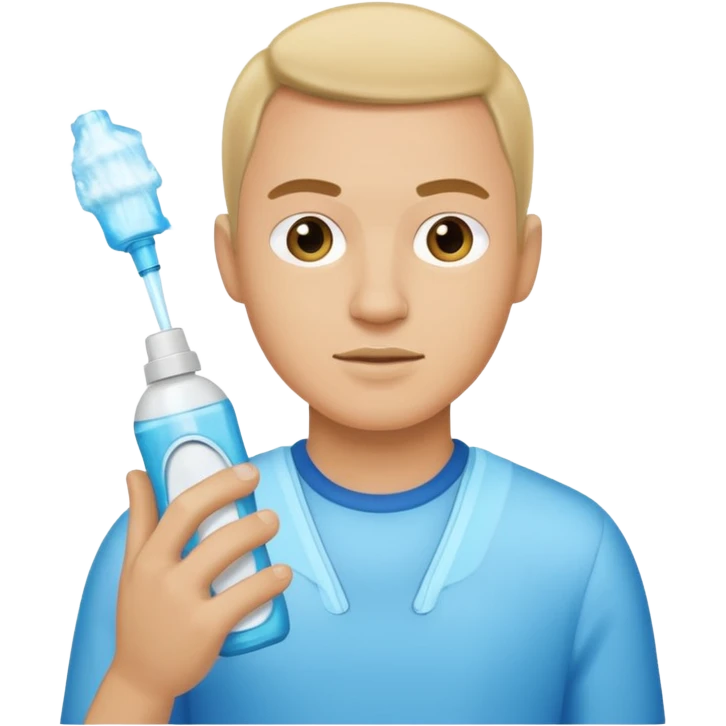 ligth man spraying with spray febreze emoji