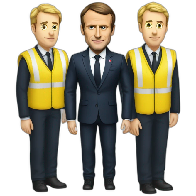 emmanuel macron with a yellow secutiry gilet emoji