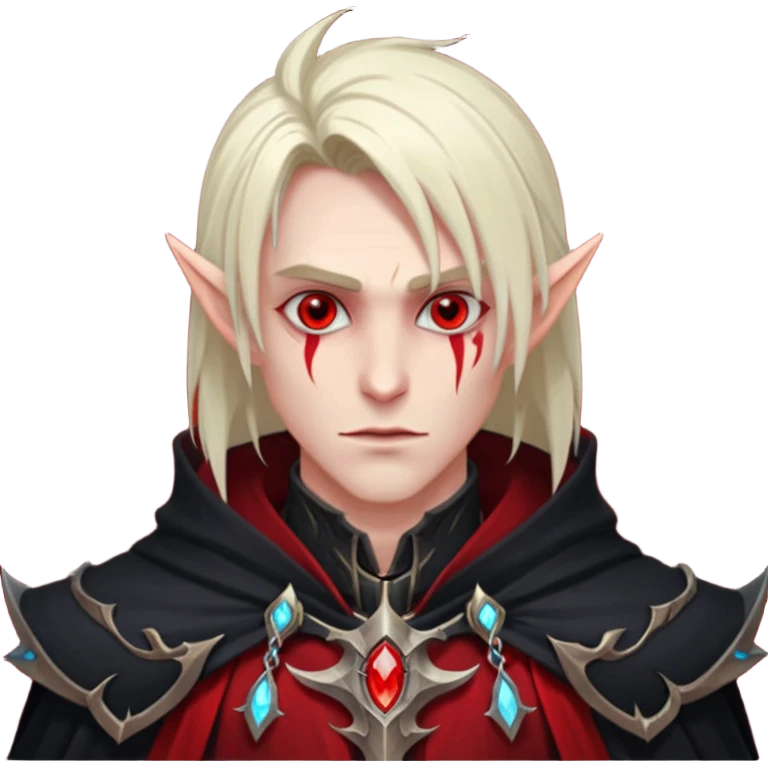 Blood elf deathKight glowing red eyes all clocked in darkness male emoji