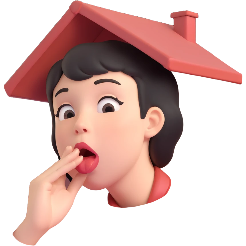 person demonstrating mewing, pressing tongue to roof of mouth, closed lips, neutral expression emoji