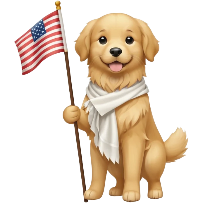 a full body of cute golden hold the flag emoji