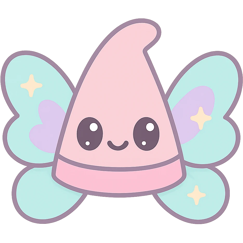 a cute fairy hat with butterfly wings and pastel colors, kawaii style emoji