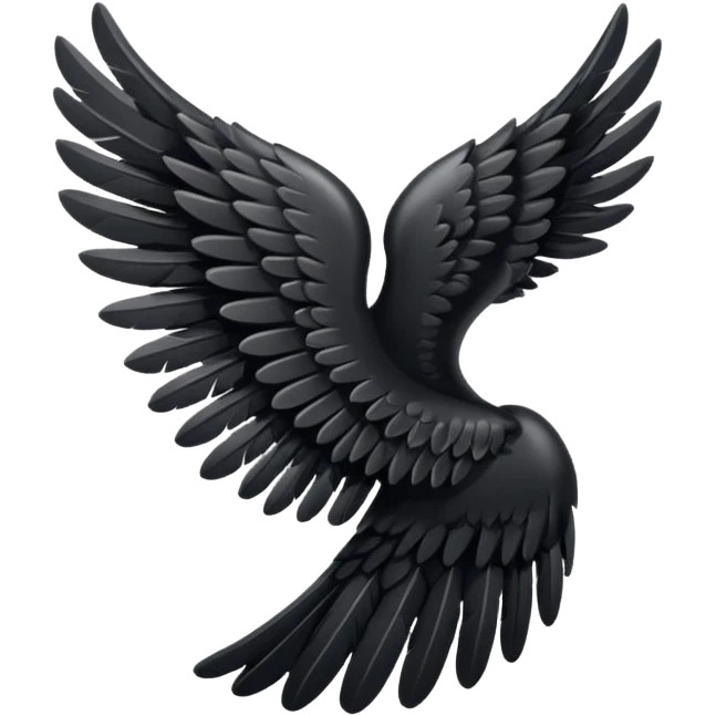 Left black angel wing emoji