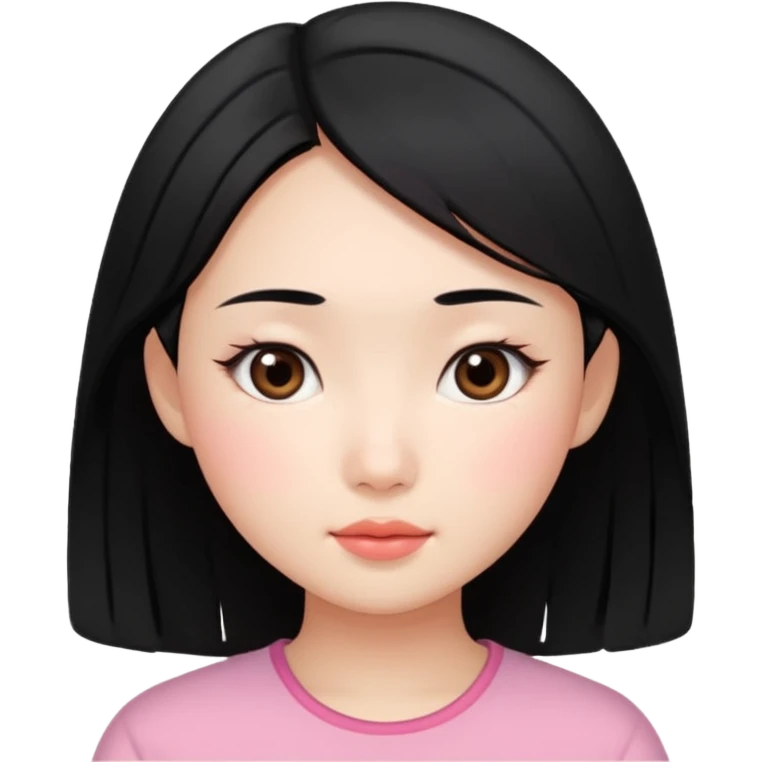 pretty Asian girl with black hair and gentle expression emoji