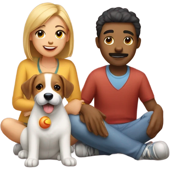 Couple watching dog emoji