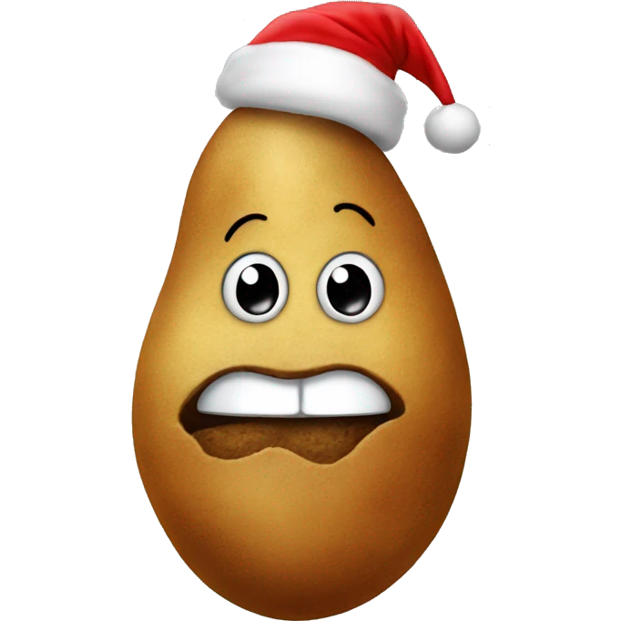 A sassy potato with big lips wearing a Santa hat  emoji