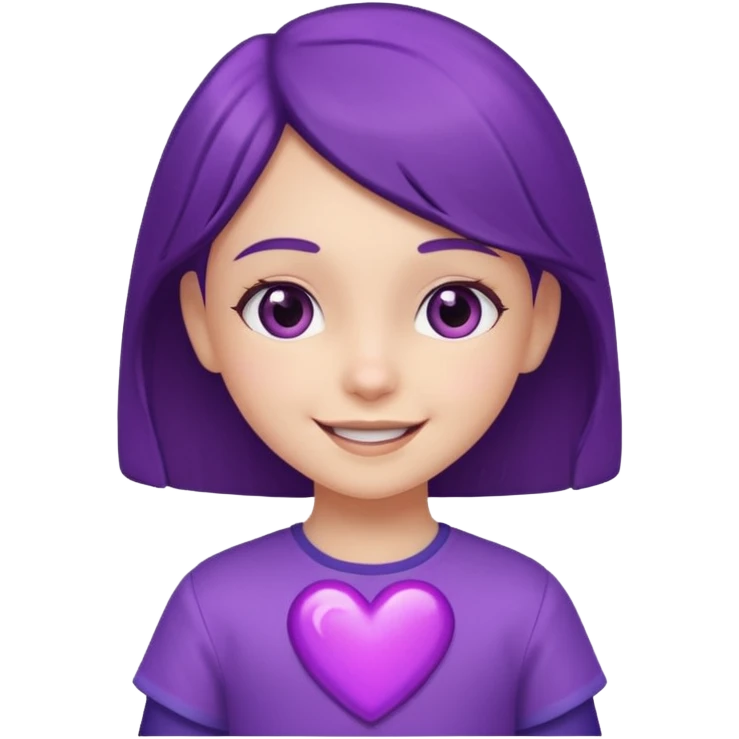 Happy little soon with a purple heart next to her emoji