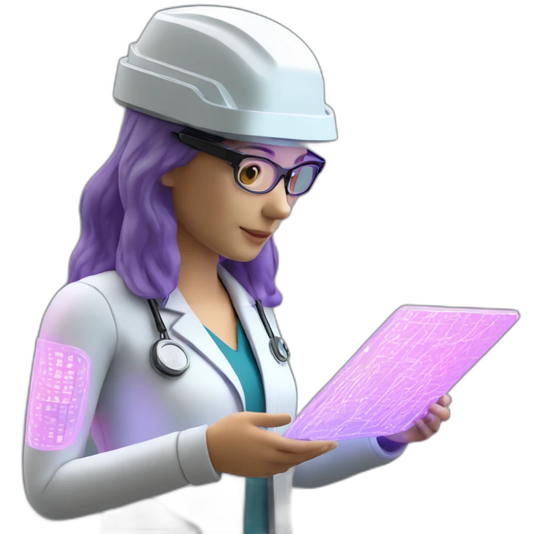 Biomedical-Engineer-studying-hologram-3d-model-of-breast emoji
