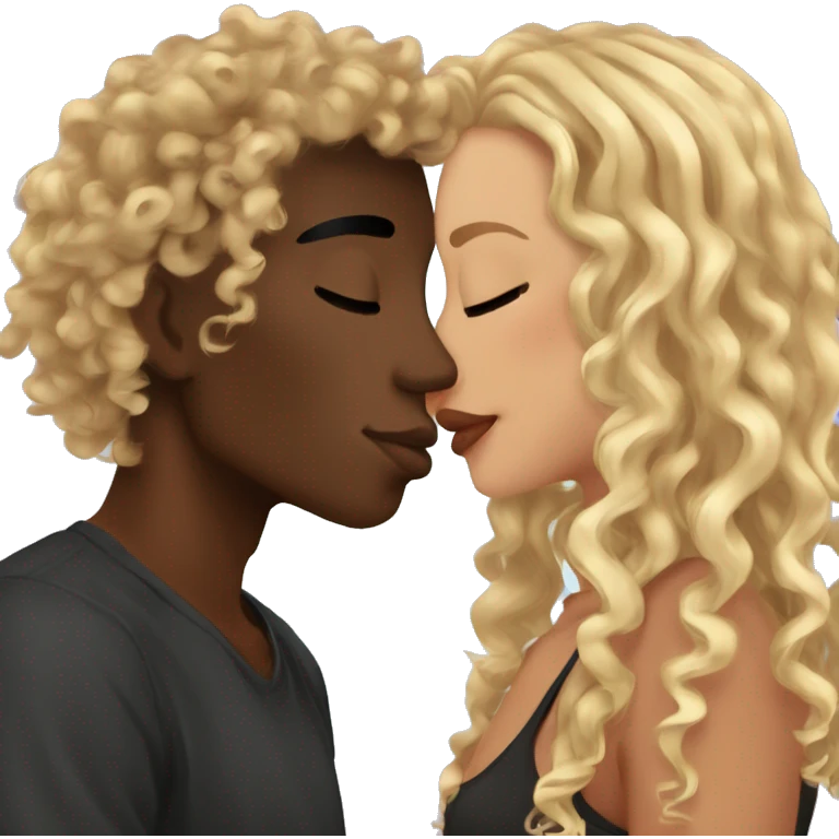 Me kissing my brown skin girlfriend with curly hair. I am black and have a septum piercing, and blonde locs. She has a septum piercing aswell. emoji