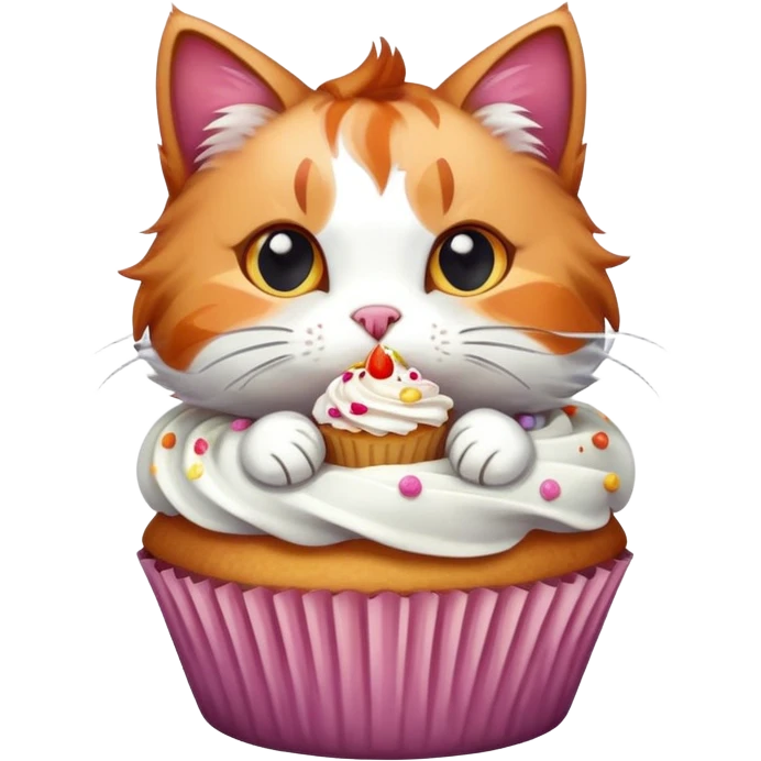 Cat eating a cupcake emoji