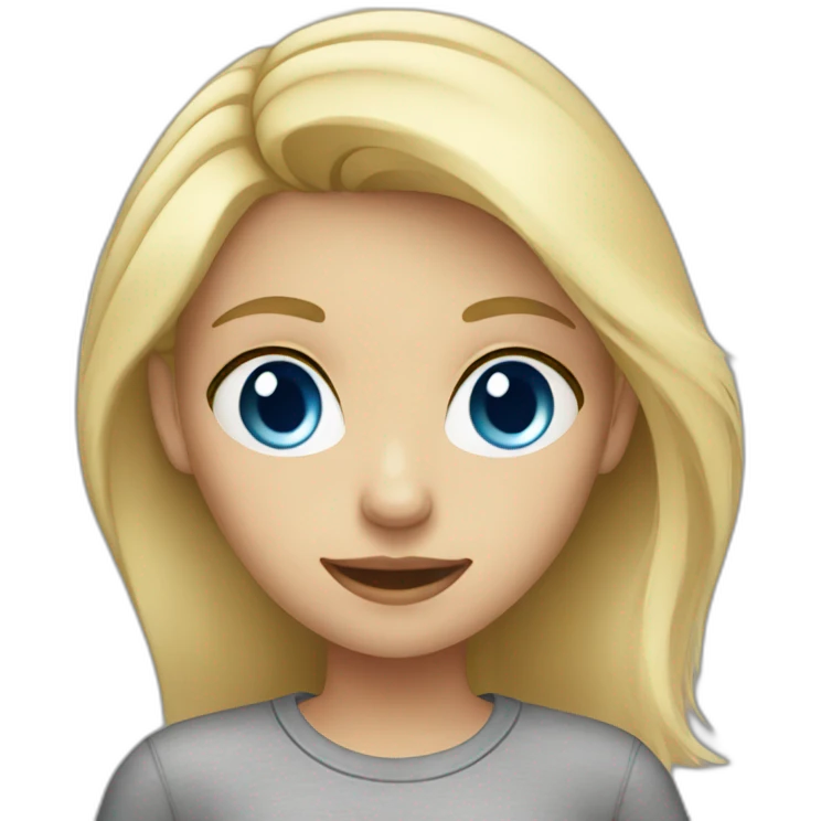 blonde girl with blue eyes in grey shirt emoji
