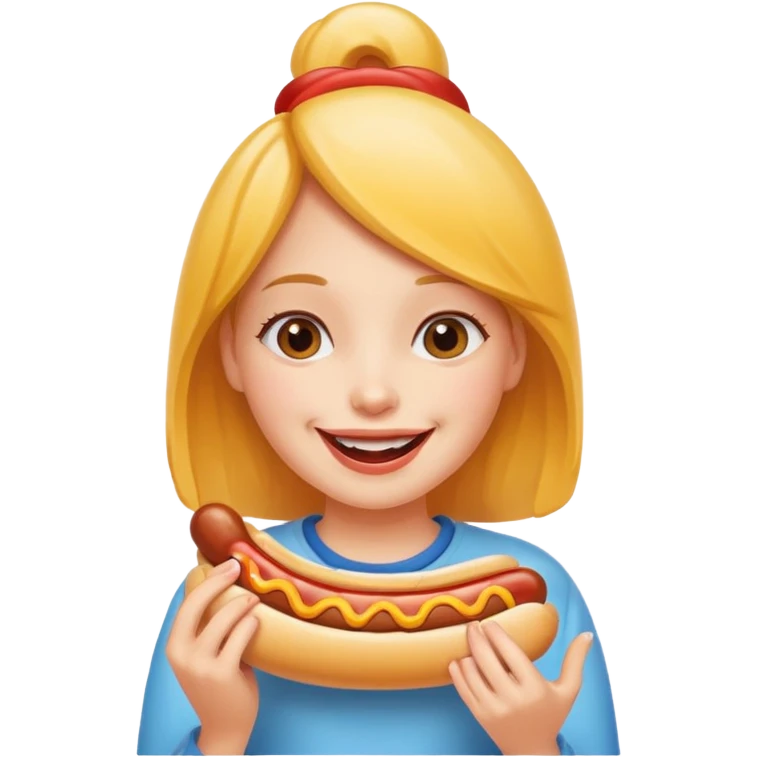 Girl eats hotdog emoji