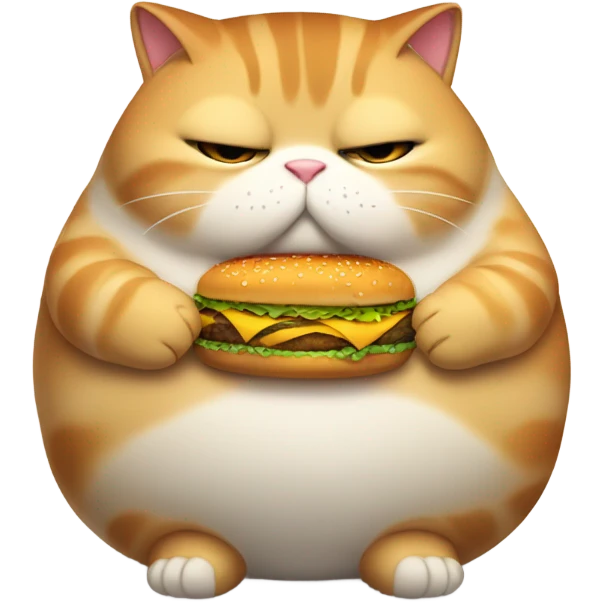 fat obese cat crying holding a burger emoji