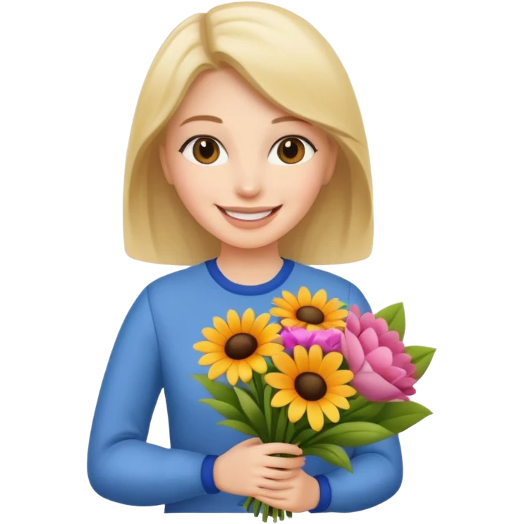 Shopper with flower bouquet emoji